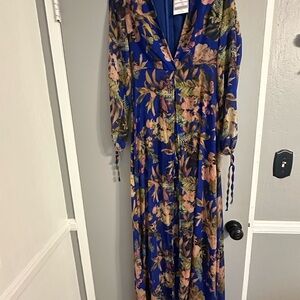 Goldie Blue Floral Shorts Romper with overlay